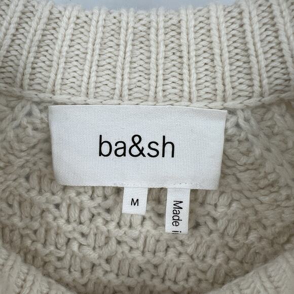 Ba&sh Palo Cream Black Striped 100% Wool Pullover Sweater Women’s Size Medium - Picture 9 of 11